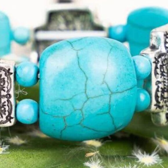 Turquoise & Cross Western Stretch Bracelet NWT - Picture 3 of 3